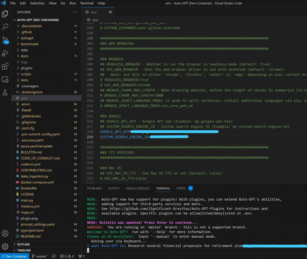 AutoGPTと開発者コンテナ